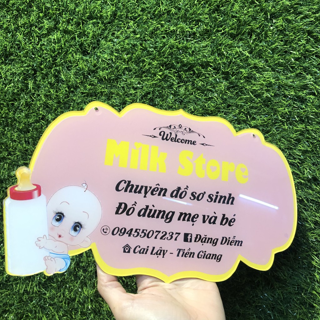 Bảng hiệu mica treo shop - in thông tin theo yêu cầu - Đạo cụ chụp ảnh thông minh dành cho chị em bán hàng online