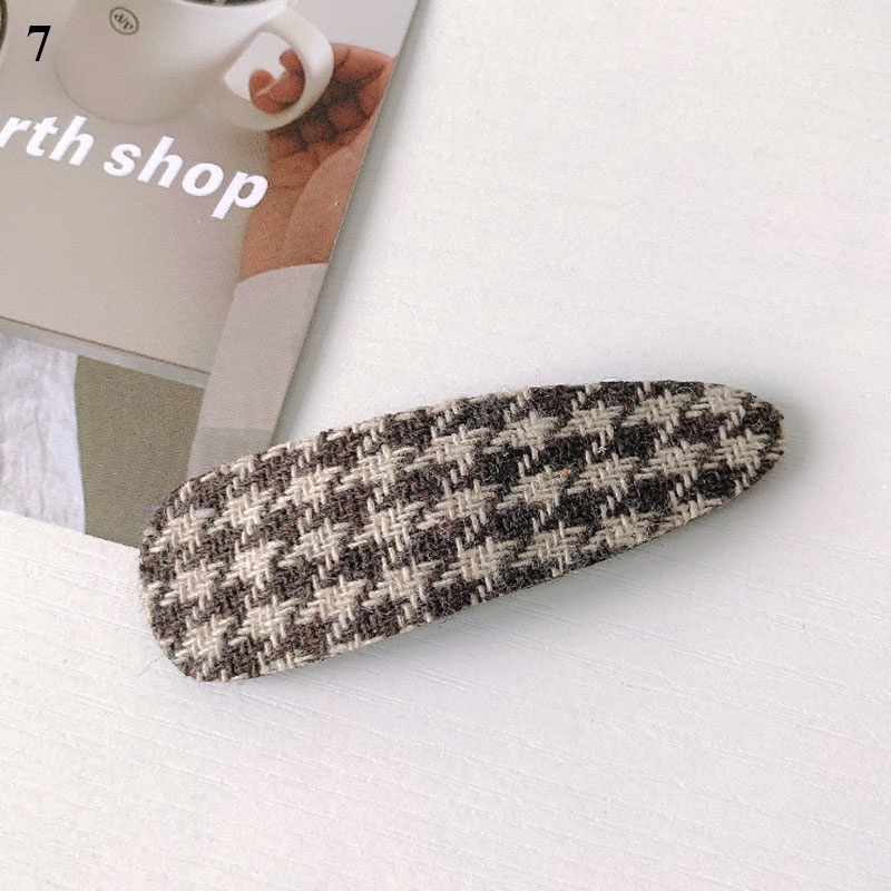 1 kẹp tóc BB họa tiết sọc caro phong cách Hàn Quốc cổ điển cho nữ