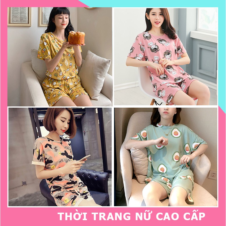 Đồ ngủ nữ vải dệt kim mèm mịn nhiều mẫu để lựa chọn , đồ bộ mặc nhà nữ dễ thương mùa hè