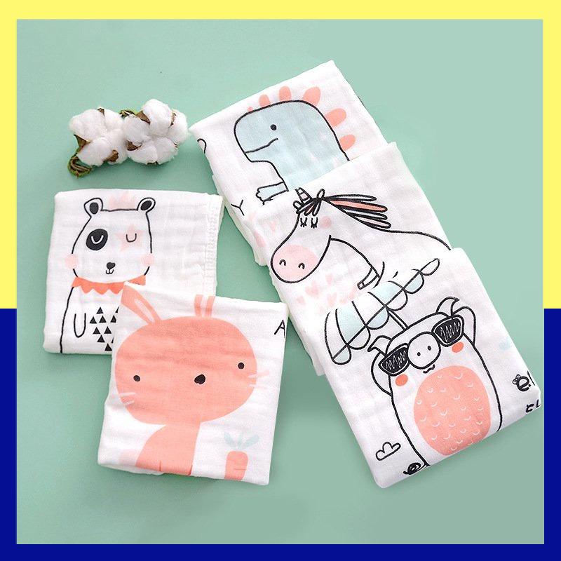 Set 5 Khăn Xô 6 Lớp Cho Bé, Khăn Sữa Cho Bé Kích Thước 30*30 Siêu Thấm Hút - Tiny Kids