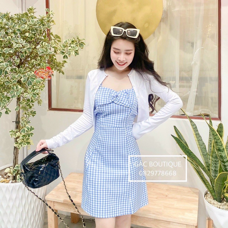 Đầm caro 🌷HÌNH THẬT 100%🌷 Set đầm caro xanh | WebRaoVat - webraovat.net.vn