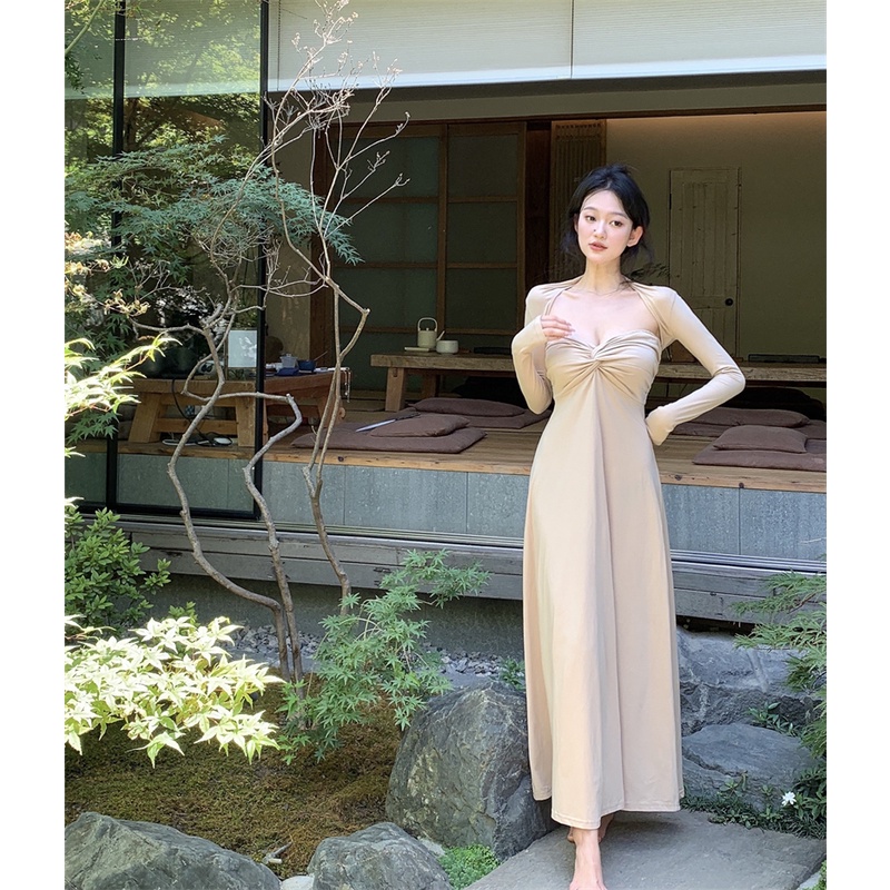 Đầm Hai Dây + Áo Khoác cardigan Chống Nắng Cao Cấp Thời Trang