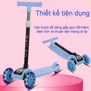 [BIG SALE] Xe đẩy trượt Scooter trẻ em 3 bánh có đèn Led phát sáng, nhựa bền bỉ, khung thép chắc chắn, giữ cân bằng tốt