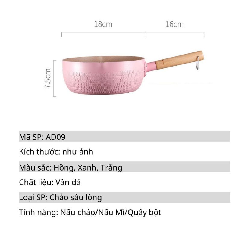 Chảo Lòng Sâu Chống Dính - Quánh Dính Tiện Dụng - Chiên , Xào , Nấu - Nồi Nấu Bột Cho Bé