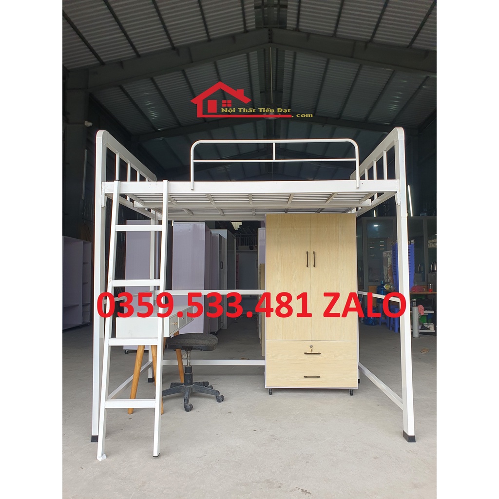 Giường sắt 1 tầng trên cao đa năng 80-1m6x2m giá xưởng NEW 100%