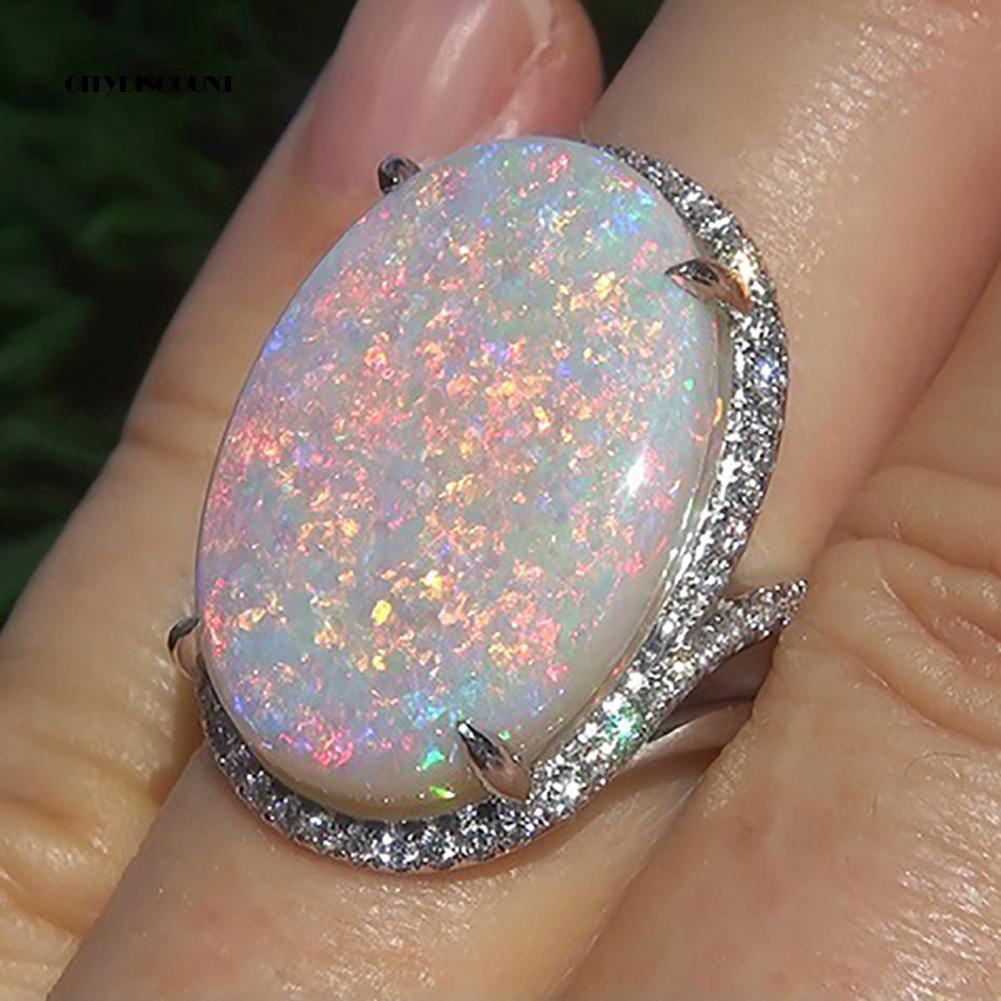 Nhẫn Opal đính đá Opal lấp lánh