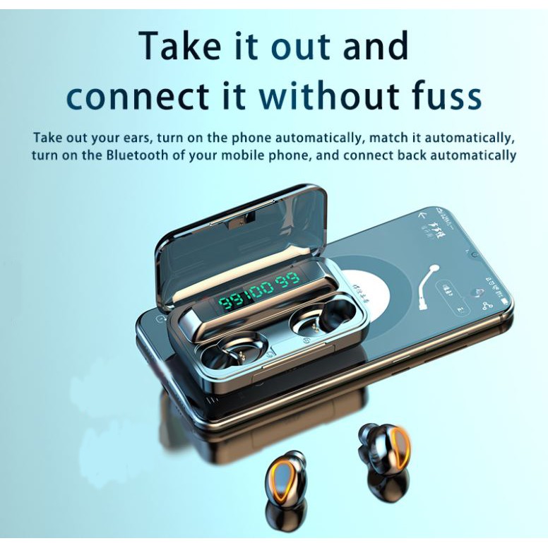 TAI NGHE BLUETOOTH F9-12 PHIÊN BẢN ĐÈN LED CAO CẤP, TAI NGHE 5.0 CẢM ỨNG VÂN TAY, HIỂN THỊ PHẦN TRĂM PIN