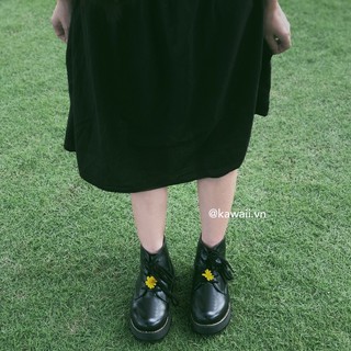 [Có sẵn] BASIC BOOTS - GIÀY BOOTS Cổ Lửng Đế đen 4cm chất da Kawaii.vn (Ảnh thật shop tự chụp)