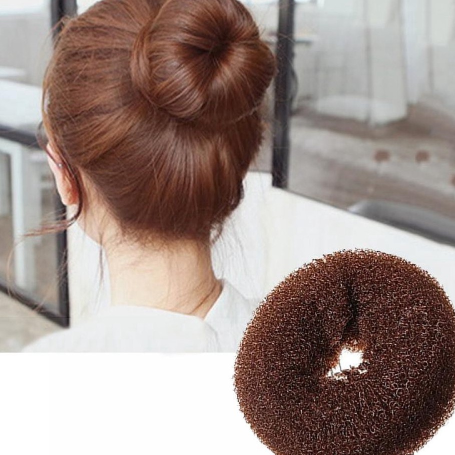 Phụ kiện hỗ trợ búi tóc hình bánh donut màu nâu