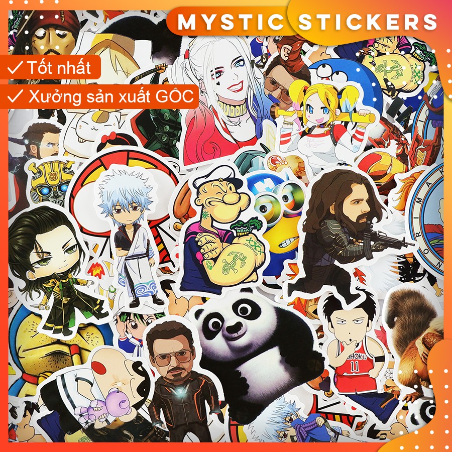 [SET TỔNG HỢP #5] 100 Sticker chống nước/ trang trí, set mix ,dán xe laptop mũ bảo hiểm vali...