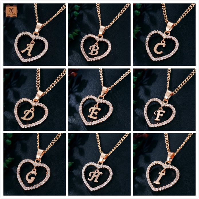 Dây chuyền mặt hình trái tim phối chữ A-R thời trang cho nữ