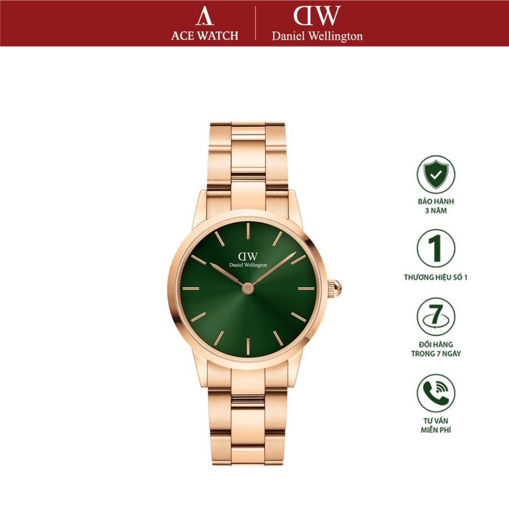 Đồng Hồ Unisex Daniel Wellington Iconic Link Emerald Rose Gold (28 - 32 - 36mm) - ACE WATCH