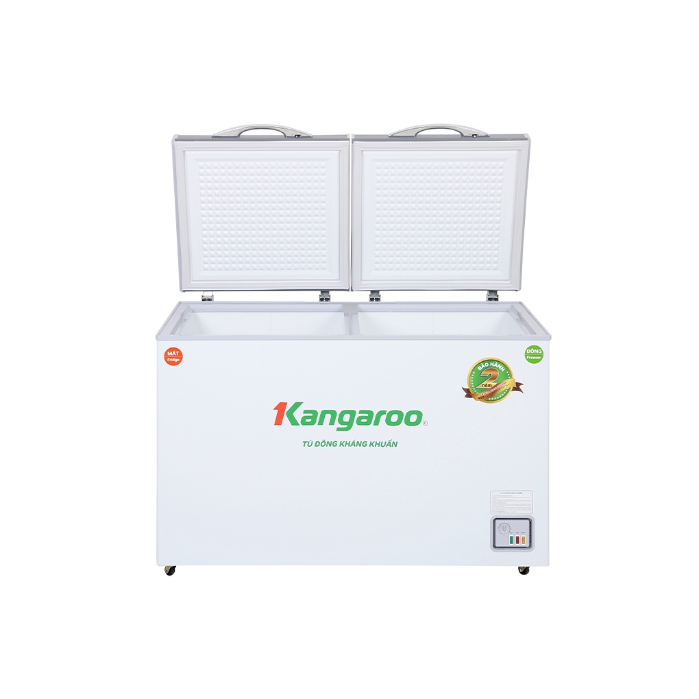 Tủ đông kháng khuẩn KANGAROO 2 ngăn, 2 cánh màu inox, không kính KG498KX2