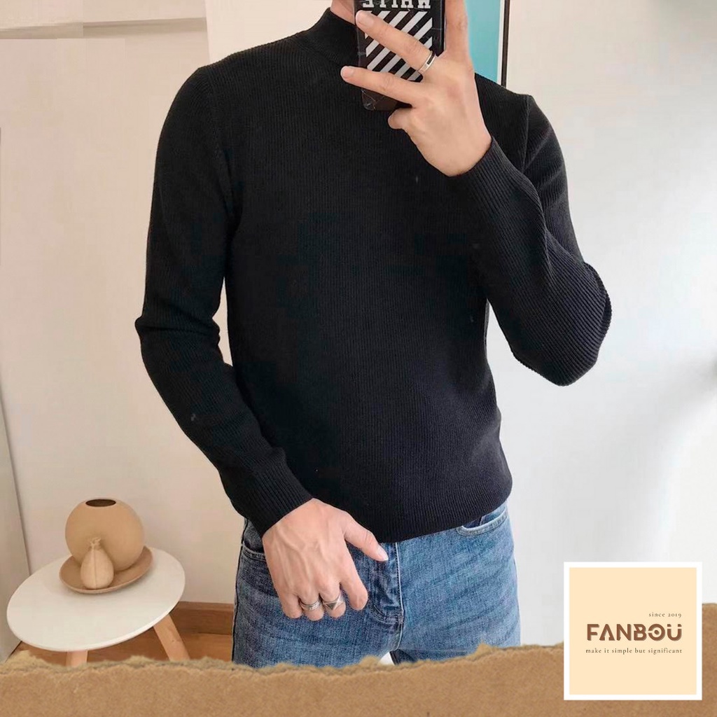 Áo thun Nam gân len cổ lọ 4 phân tay dài - AT001 - FANBOU