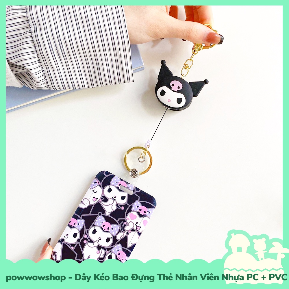 [Sẵn VN - Hỏa Tốc] Dây Kéo Bao Đựng Thẻ Nhân Viên Nhựa PC + PVC Mẫu Nhân Vật Hoạt Hình Sanrio Family Kuromi Queen