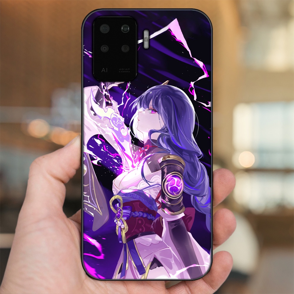 Ốp lưng Oppo A94 viền đen in hình Raiden Shogun Genshin Impact
