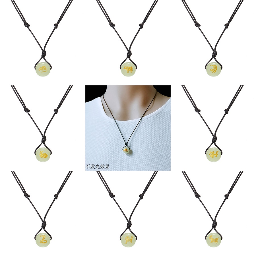 Vòng cổ RINHOO chuỗi hạt mặt hình 12 cung hoàng đạo phát sáng thời trang cho nam nữ