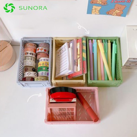 Giỏ Nhựa Đựng Đồ Mỹ Phẩm Phụ Kiện Đa Năng Gấp Gọn Sunora