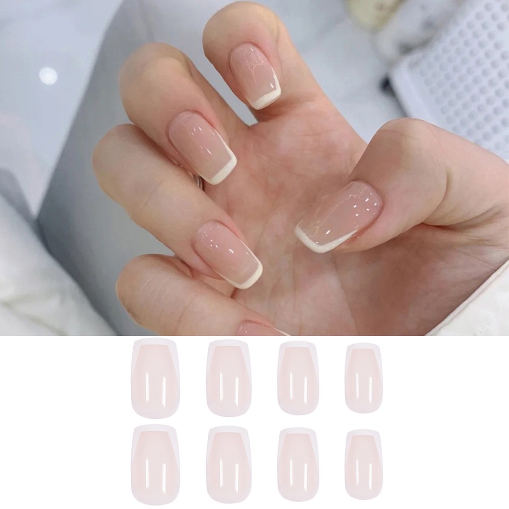 [Hàng mới về] 24 Móng tay giả thời trang Pháp thời thượng kèm keo dán