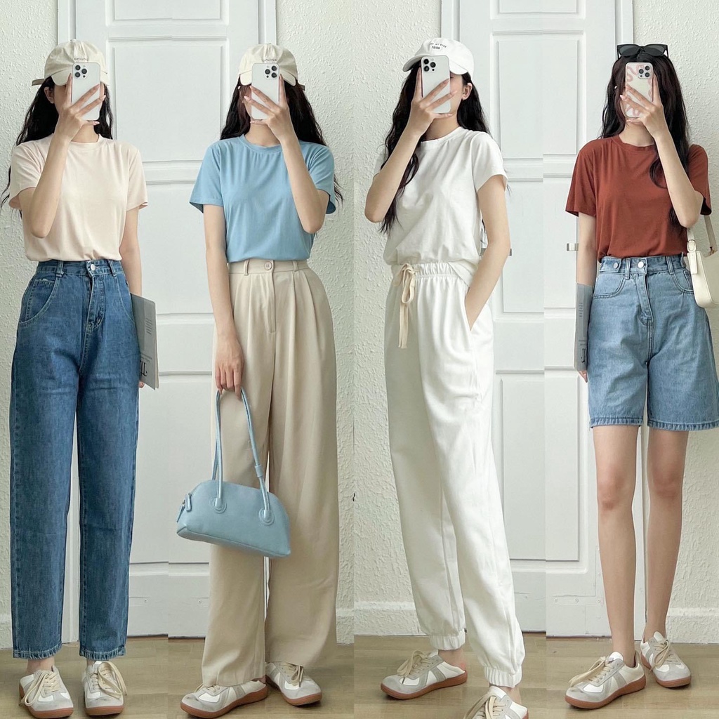 Áo thun tăm trơn chất nhẹ mát bảng màu pastel hami 0689