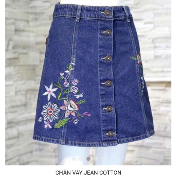 CHÂN VÁY JEAN VÁY DENIM THÊU HOA XUẤT KHẨU GIÁ RẺ
