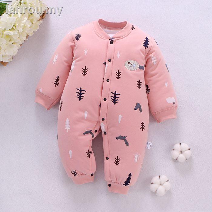 Bộ Đồ Ngủ Vải Cotton Mỏng Giữ Ấm Mùa Thu Đông Cho Bé Sơ Sinh 0-3 Tháng Tuổi