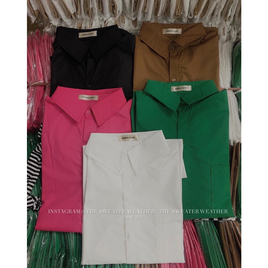 (Ảnh thật CHUẨN MÀU) Áo sơ mi cộc tay trơn 6 màu oversize the.sweaterweather TSW | BigBuy360 - bigbuy360.vn