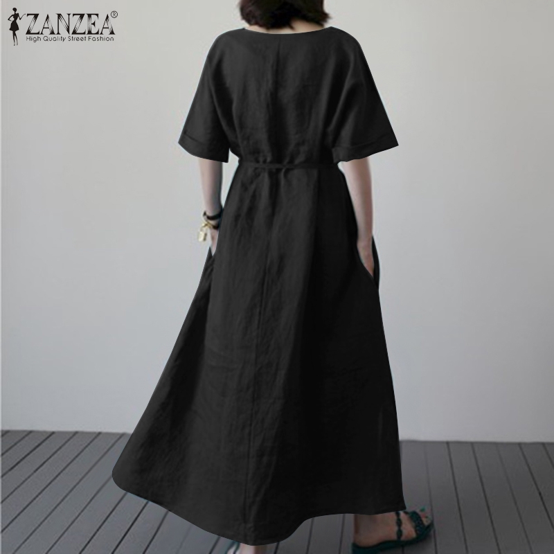 Đầm Maxi Tay Lửng ZANZEA Cổ Tròn Thời Trang Dành Cho Nữ | BigBuy360 - bigbuy360.vn
