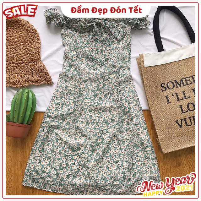 ĐẦM XINH HOẠ TIẾT HOA NHÍ TAYTAY DRESS - ĐẦM PHÍA SAU BO CHUN CÓ LÓT TRONG - ĐẦM THẮT NƠ TRƯỚC ( kèm ảnh trải sàn ) | BigBuy360 - bigbuy360.vn