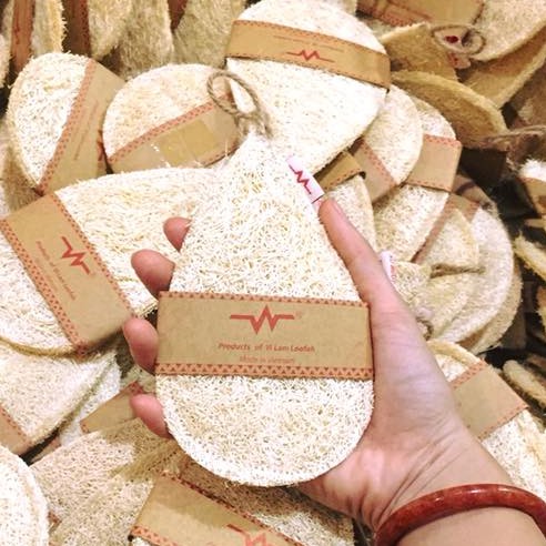Bông tắm xơ mướp / LOOFAH / Cọ lưng kèm bông tắm xơ mướp tự nhiên giọt nước lớn, chà lưng, tẩy tế bào chết body