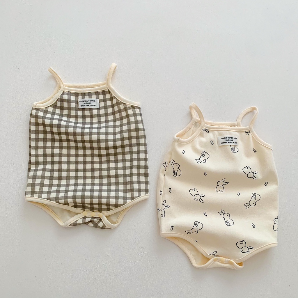 1 Bộ Áo Liền Quần Hai Dây Vải Cotton Cho Bé Gái Sơ Sinh 0-3 Tuổi