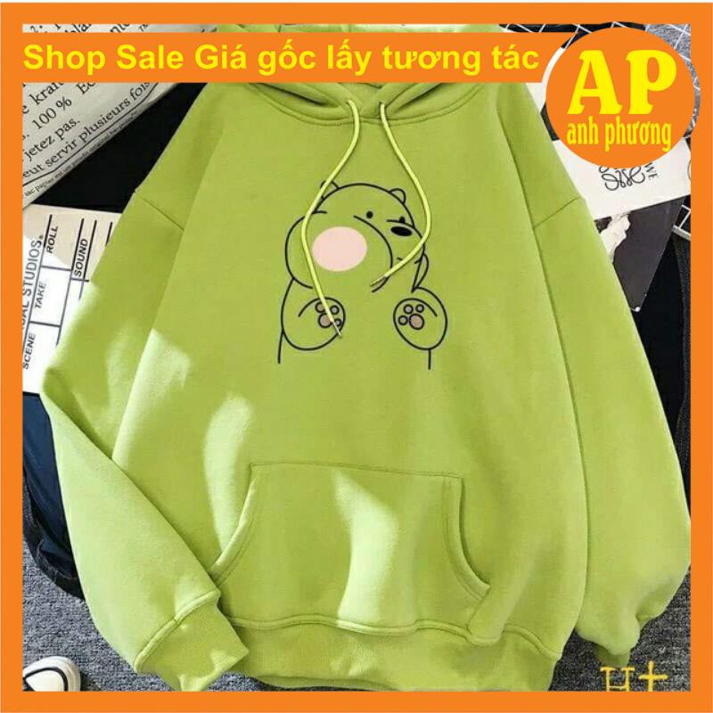 Áo hoodie basic gấu má phính Ht nỉ hodie nam nữ unisex forn thụng