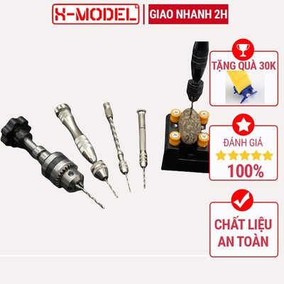 Dụng cụ máy khoan cầm tay đa năng đầu 0.5, 6.5, 10mm có khóa tay, phụ kiện làm gia công XMODEL