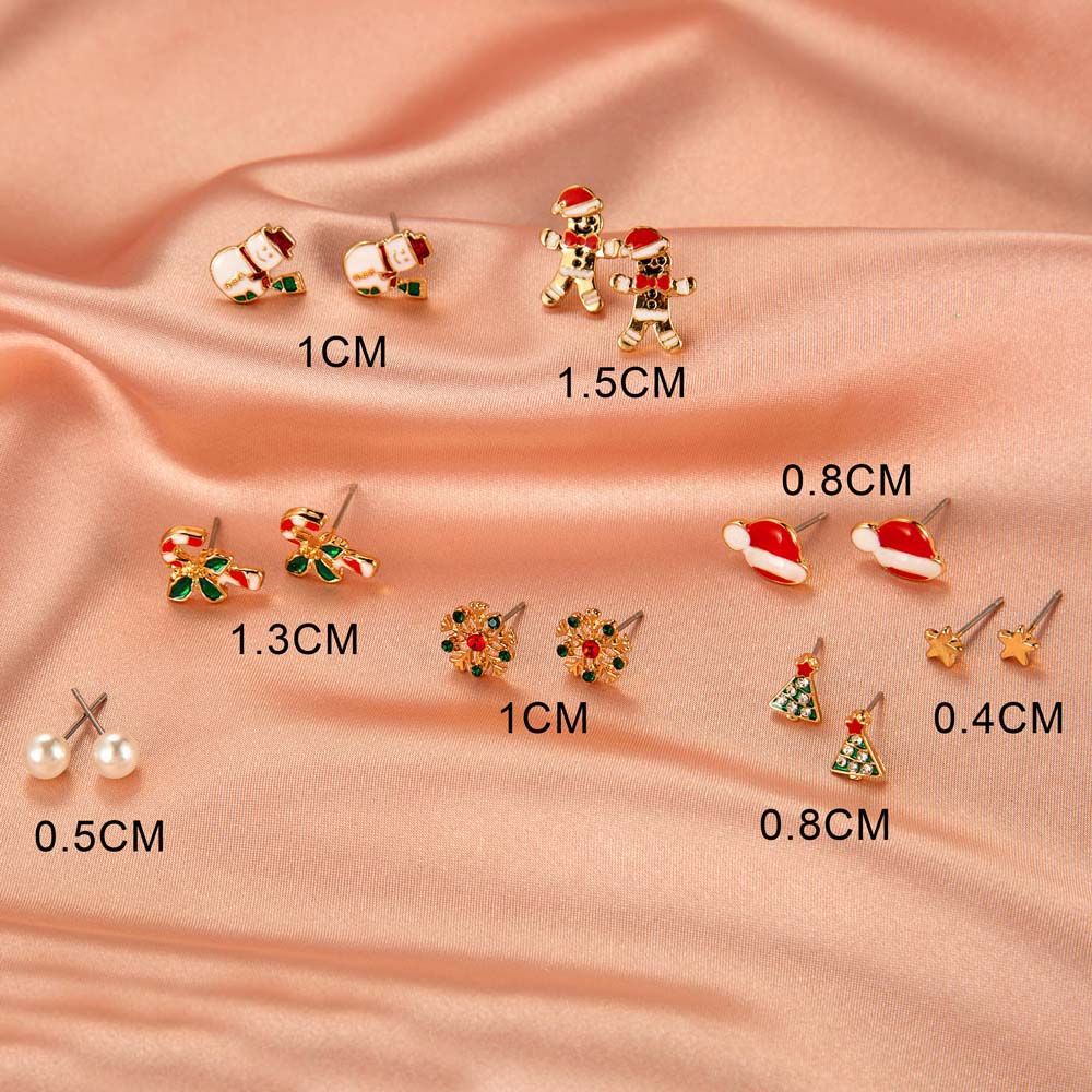 Set 8 khuyên tai hình ông già noel đính nơ dễ thương phong cách Hàn Quốc cho nữ