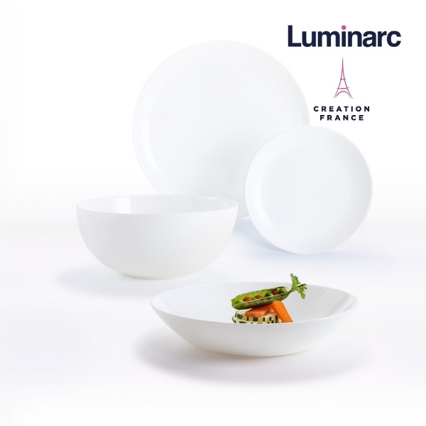 Bộ 6 Đĩa Sâu Thuỷ Tinh Cường Lực Luminarc Diwali Trắng 20cm- LUDIN3605