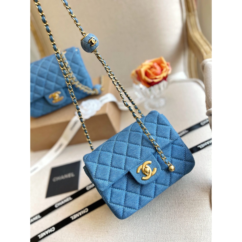 Túi Xách Denim / Vàng Sáng 20Cm Không Hộp