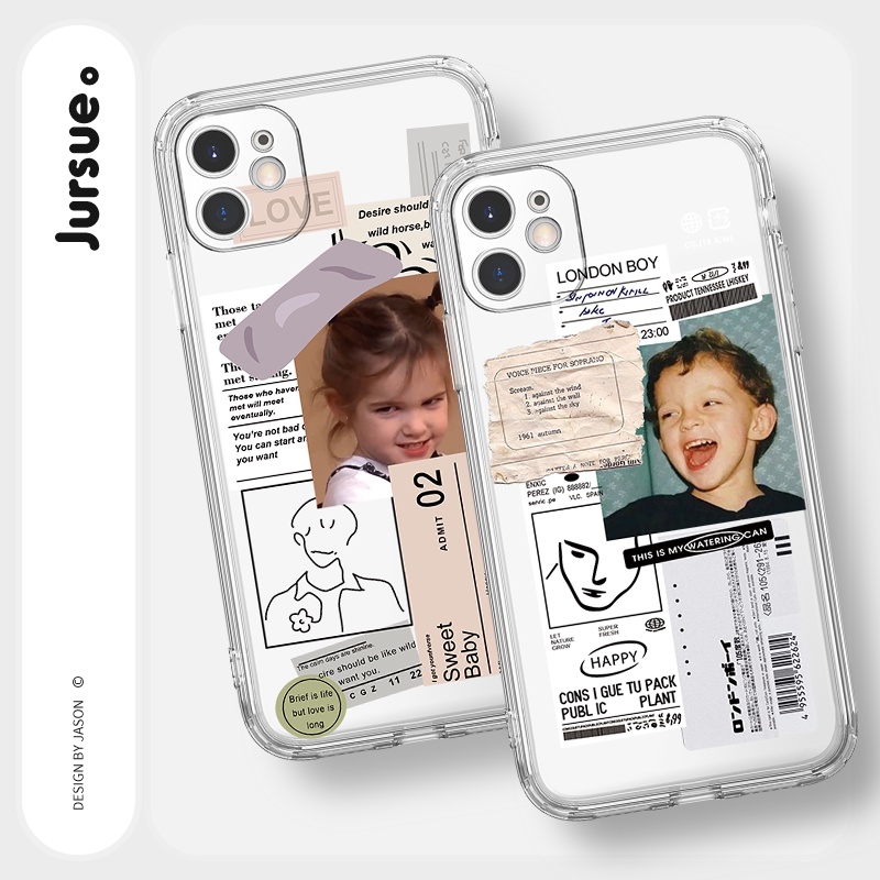 Ốp lưng JURSUE hoạt hình cặp đôi dễ thương đẹp cho iPhone 13 12 11 Pro Max SE 2020 X XR XS ip 8 7 6 6S Plus kute Y151