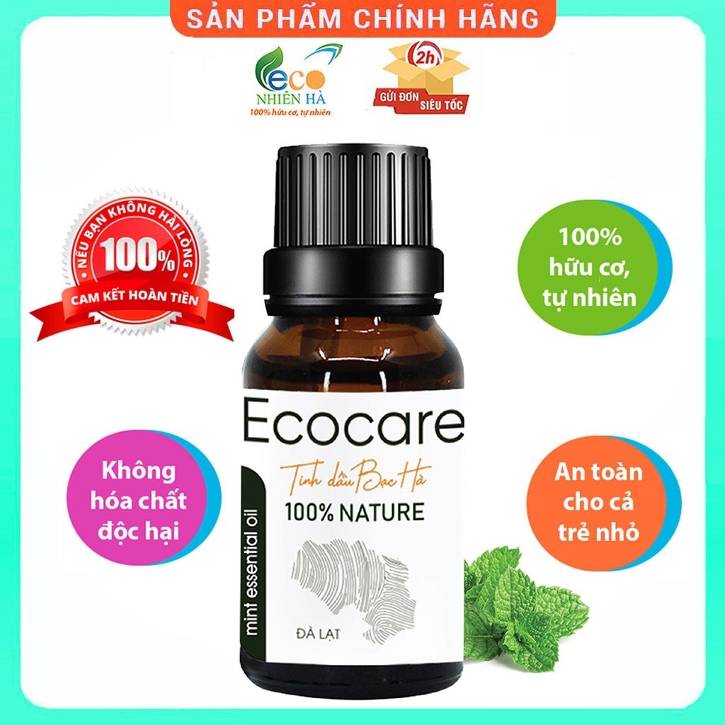 Tinh dầu ECOCARE 10ml, bạc hà nguyên chất, tinh dầu thơm phòng giúp giảm căng thẳng