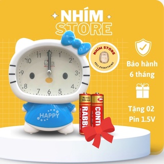 Đồng hồ báo thức để bàn hình Kitty màu trắng đáng yêu - Đồng hồ Báo thức Nhím Store chuông kêu to giá rẻ