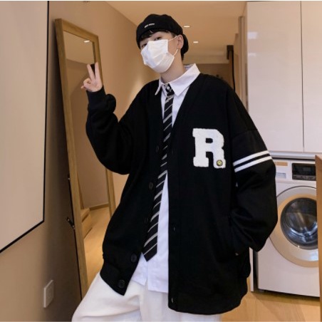 Áo khoác ngoài nam form rộng Áo cardigan nam khoác ngoài form rộng vải nỉ thời trang học sinh hàn quốc