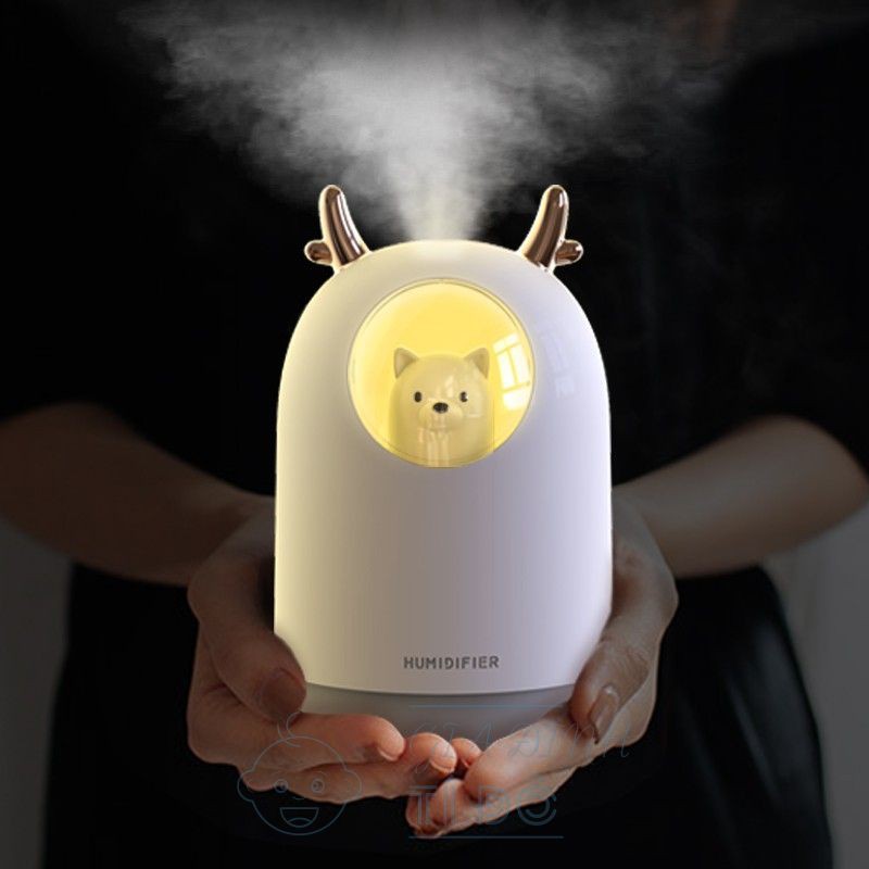 Máy Phun Sương Tạo Ẩm Không Khí ⚡ FREESHIP ⚡ Hình Gấu Dung Tích 300ml Có Đèn Led 7 Màu