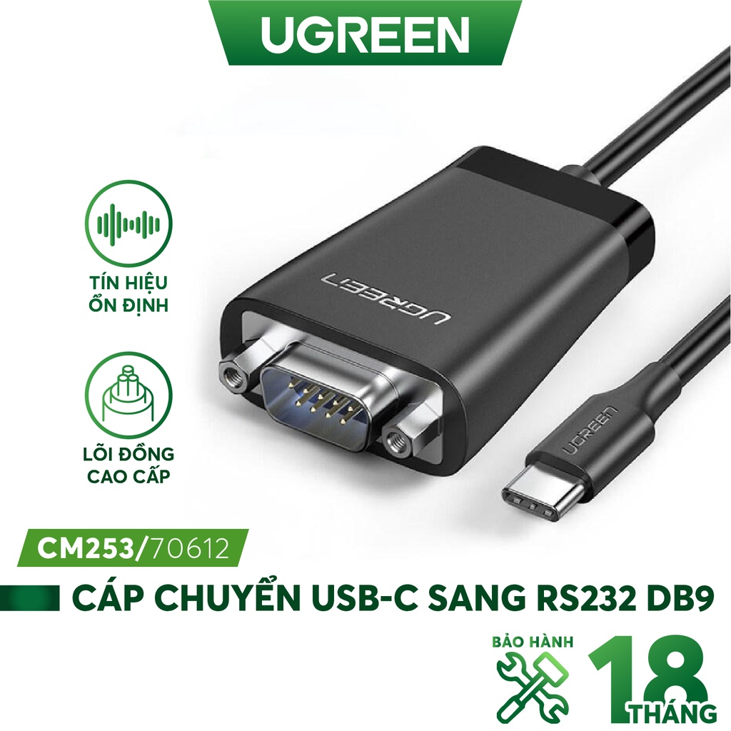 Cáp chuyển đổi tín hiệu USB type C sang RS232 DB9 dài 1.5m UGREEN CM253 70612