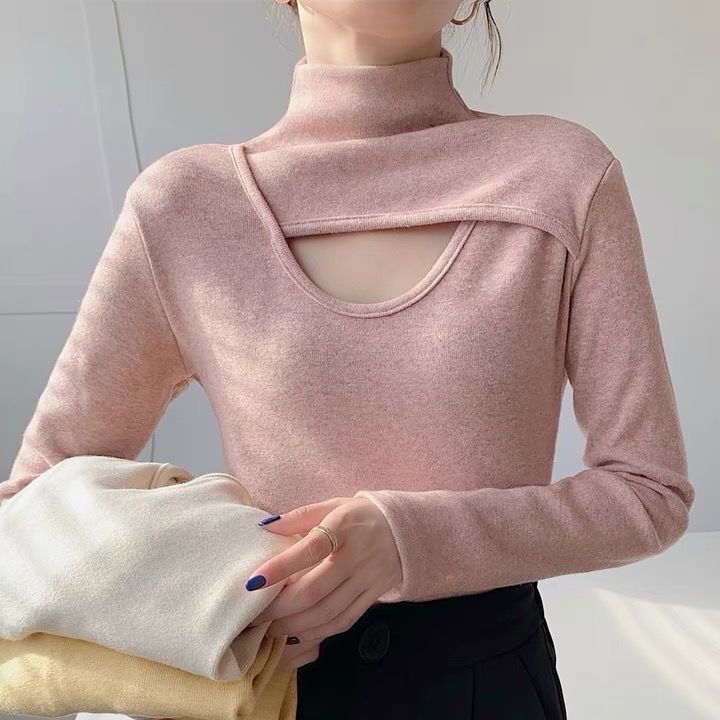 Áo thun dài tay cổ lọ dáng ôm thời trang Hàn Quốc