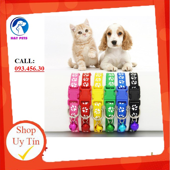 vòng cổ nylon gắn chuông cho thú cưng nhiều màu sắc