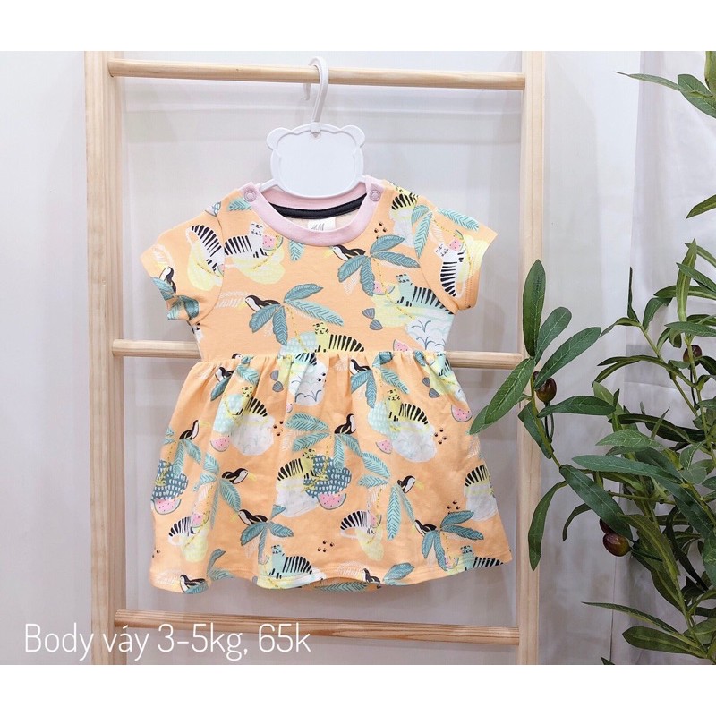 Body váy chấm bi vàng cho bé gái - 6m, 12m, 24m