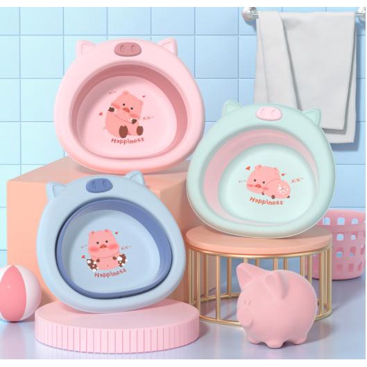Chậu rửa mặt gấp gọn có móc treo tiện lợi cho bé