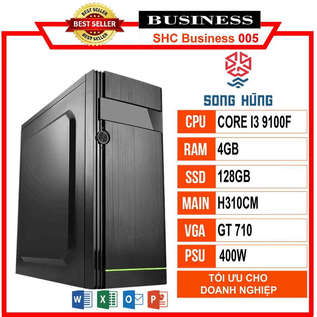 Bộ máy tính văn phòng Business Pro 005 (i3 9100F/H310/4GB RAM/GT710/240GB SSD/Nguồn 400W/Dos)