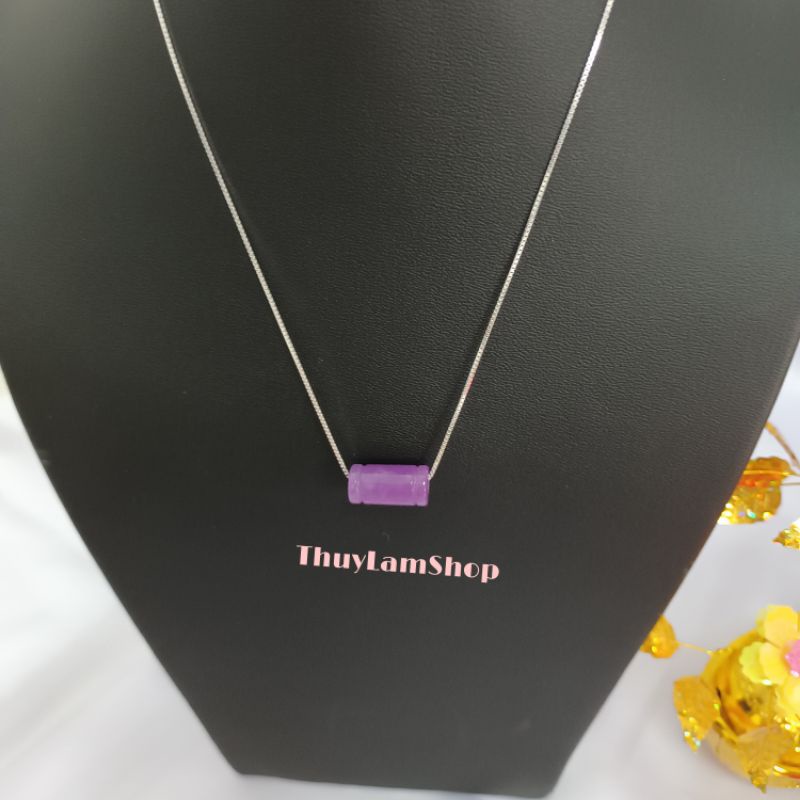 Vòng cổ dây chuyền bạc 925 vĩnh viễn bảo hành mix lu thống màu tím đầu xuôi đuôi lọt