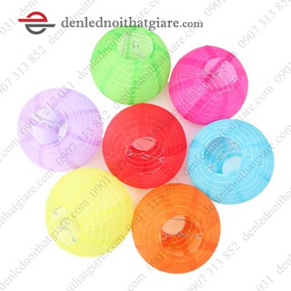Đèn lồng vải dù, voan tơ 20cm kiểu tròn 100i20