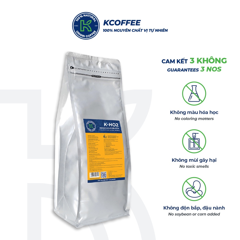 Cà phê nguyên chất xuất khẩu KHO2 500g thương hiệu KCOFFEE